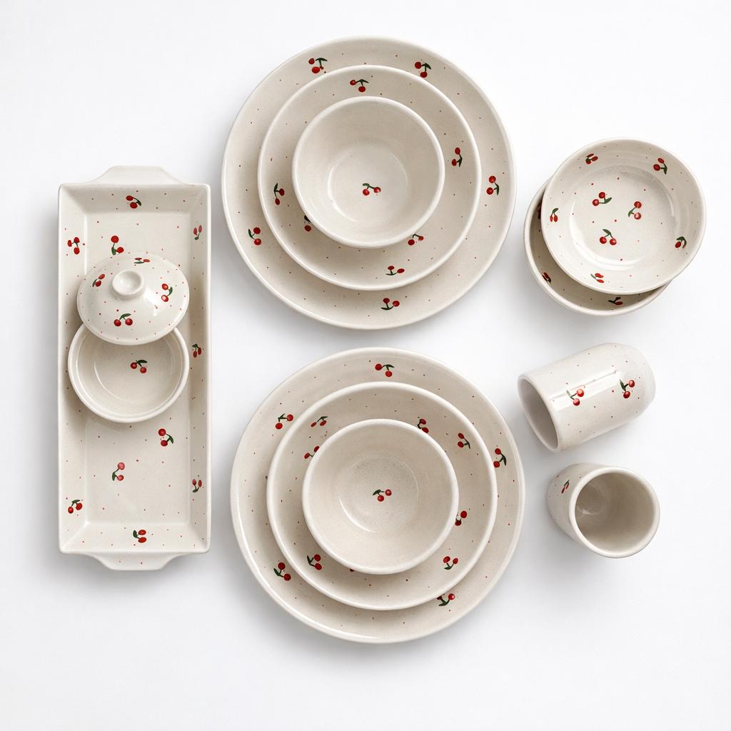 Service vaisselle Cerise  2 personnes