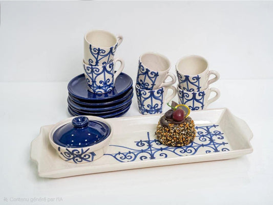 Service à Café Sidi Bou 6 personnes (14 pièces)