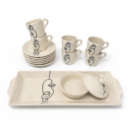 Face Art Coffee Set for 6 people (14 pieces)