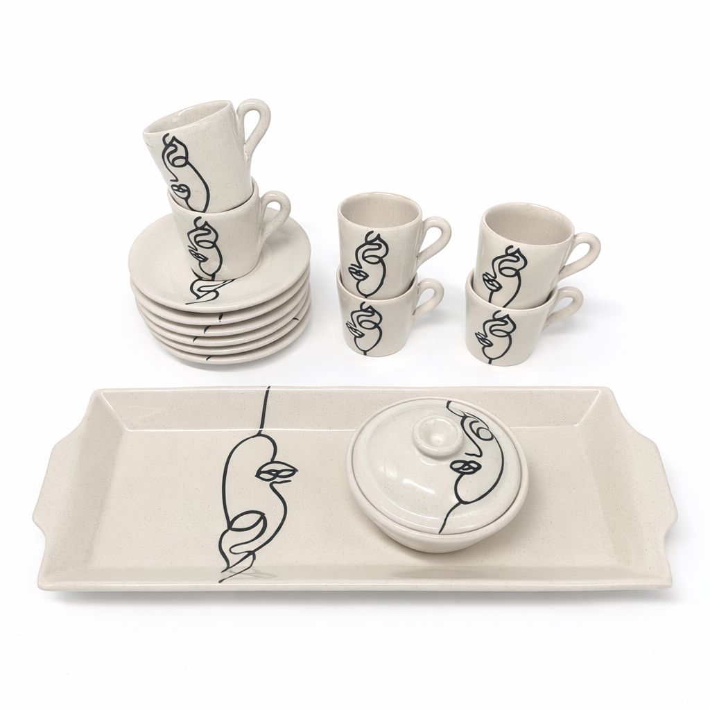 Face Art Coffee Set for 6 people (14 pieces)