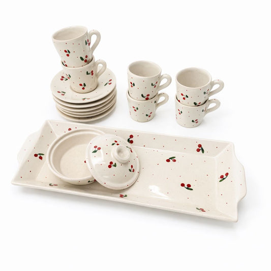 Cherry Coffee Set for 6 people (14 pieces)